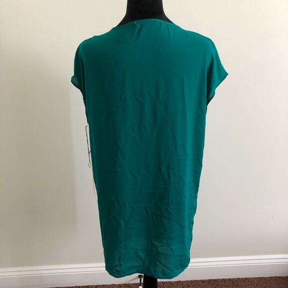 Three Eighty Two XS Green Caftan Mini Dress‎ Jungle V-Neck Cap Sleeve NWT - Picture 6 of 8